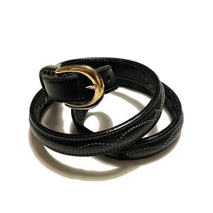 Tory English Bridle Leather Belt - Black, Fancy Stitch, Size 28"
